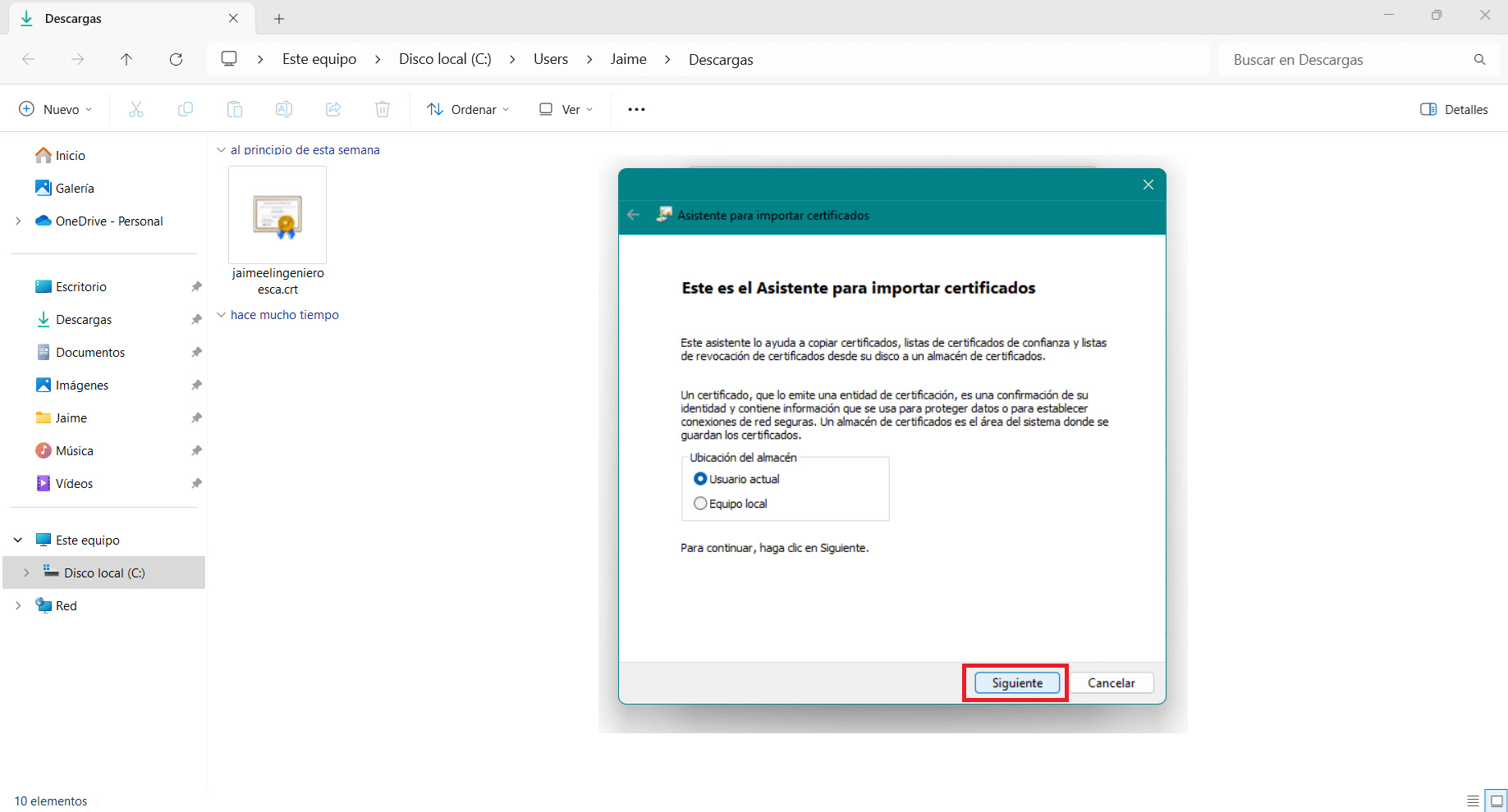 Paso 2. Selecciona usuario actual.